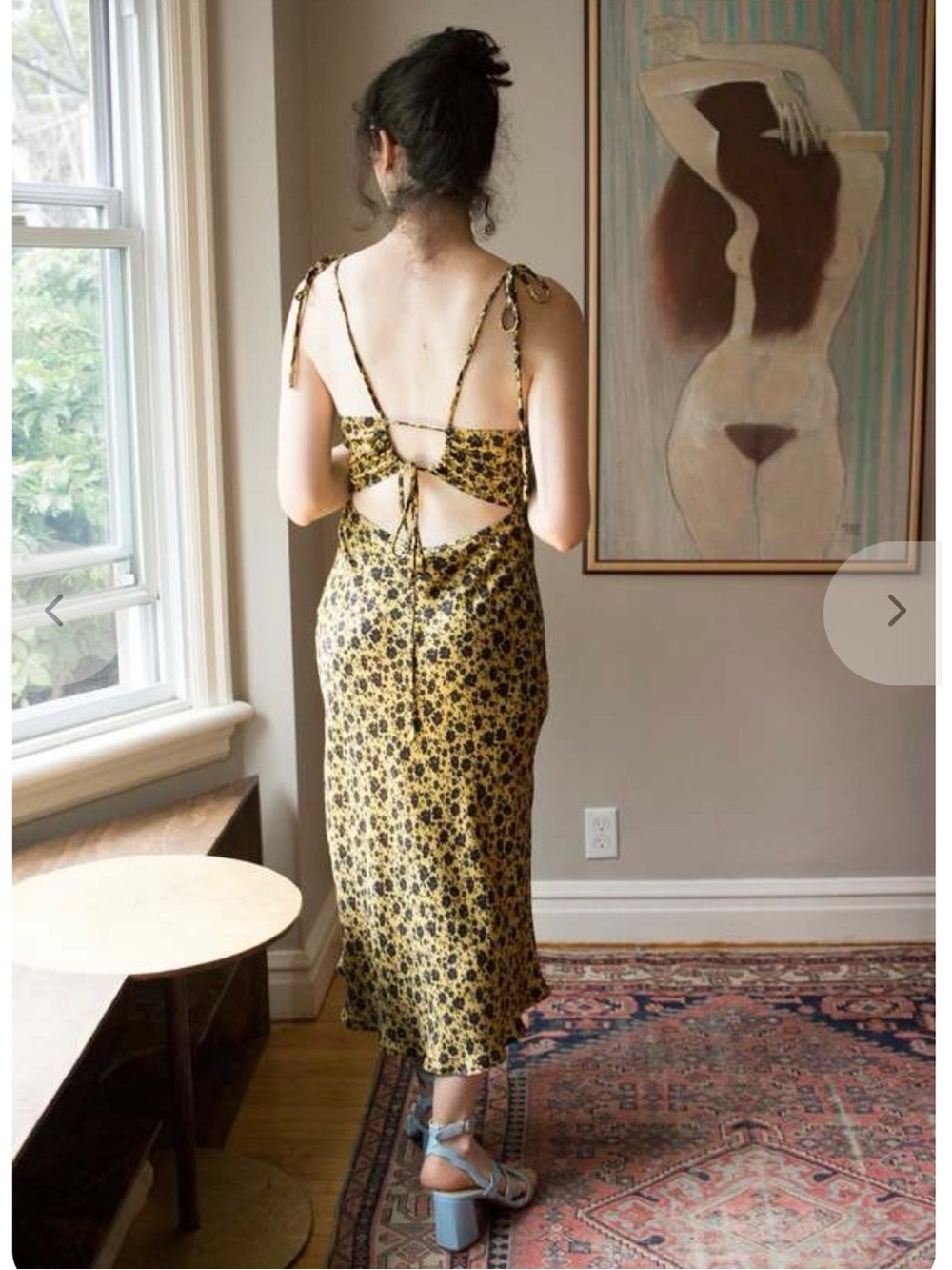 A Bronze Age heartbreaker slip dress Yellow Floral midi Dress